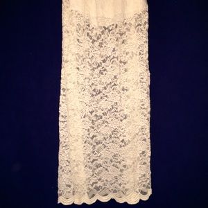 Open Back, Strapless, Lace Maxi Dress